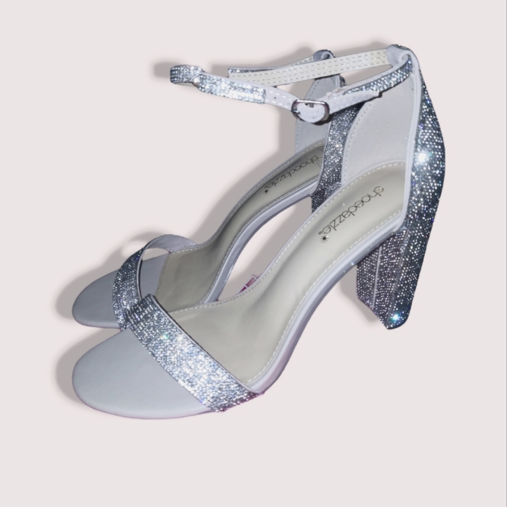 Dress Sandals Lyvia Rhinestone Block Heel SZ.10
